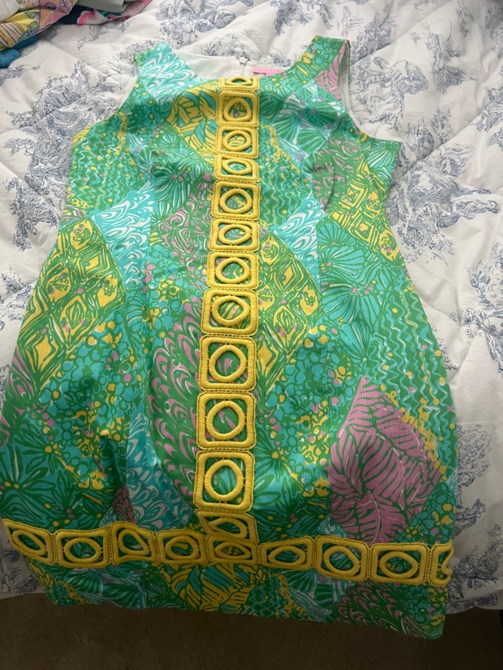Lilly Pulitzer Green, Yellow & Pink Sleeveless Shift Dress